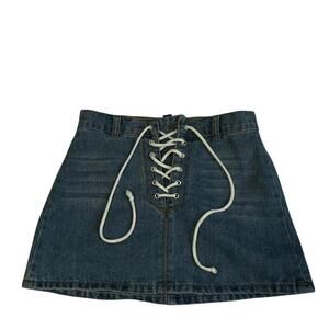 Forever 21 Lace-Up Denim Skirt - Chic and Trendy